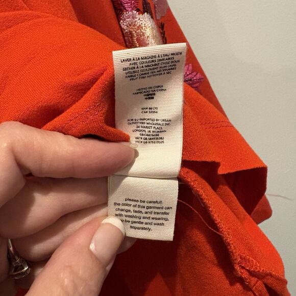 Free People Tunic Women S Red Festival Embroidered Bloom Boho Asian Artsy Flare - Picture 16 of 16